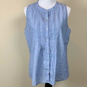 DKNY Jeans | Cotton Sleeveless Top, Blue, Sz L